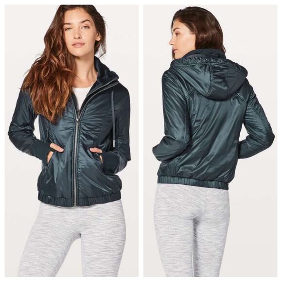 lululemon athletica Jackets & Blazers - Lululemon | Women’s Scuba Hoodie Glyde Puffer Jacket Nocturnal Teal Lined Fleece